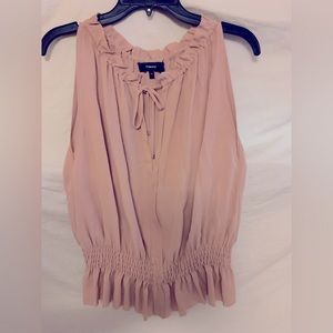 ✨⚡️💥 $295 Theory Women’s Blouse Neck String Tie Sleeveless Elastic Pink Top
